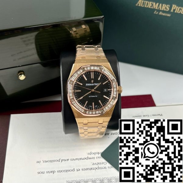 Audemars Piguet Royal Oak 15400OR personalizat Moissanite baguette și 18k aur roz EU Watch Store 6294 Audemars Piguet Royal Oak 15400OR personalizat Moissanite baguette și 18k aur roz