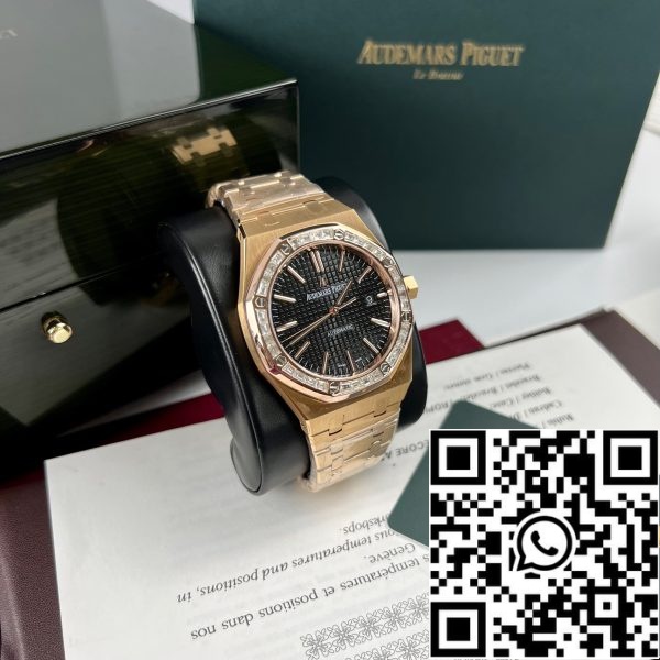 Audemars Piguet Royal Oak 15400OR personalizat Moissanite baguette și 18k aur roz EU Watch Store 6697 Audemars Piguet Royal Oak 15400OR personalizat Moissanite baguette și 18k aur roz