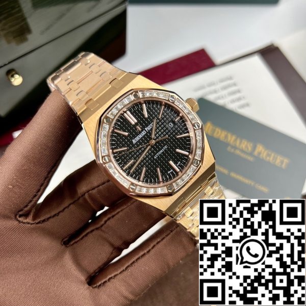 Audemars Piguet Royal Oak 15400OR op maat Moissanite baguette en 18k rose goud EU horloge winkel 7071 Audemars Piguet Royal Oak 15400OR op maat Moissanite baguette en 18k rose goud