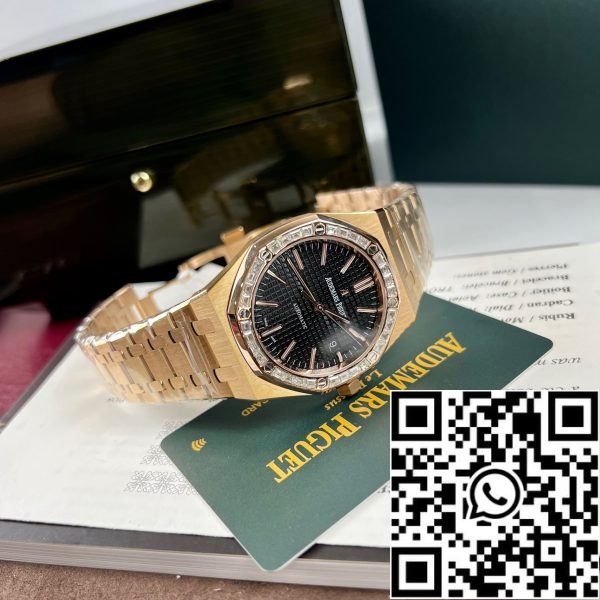 Audemars Piguet Royal Oak 15400OR op maat Moissanite baguette en 18k rose goud EU horloge winkel 8242 Audemars Piguet Royal Oak 15400OR op maat Moissanite baguette en 18k rose goud