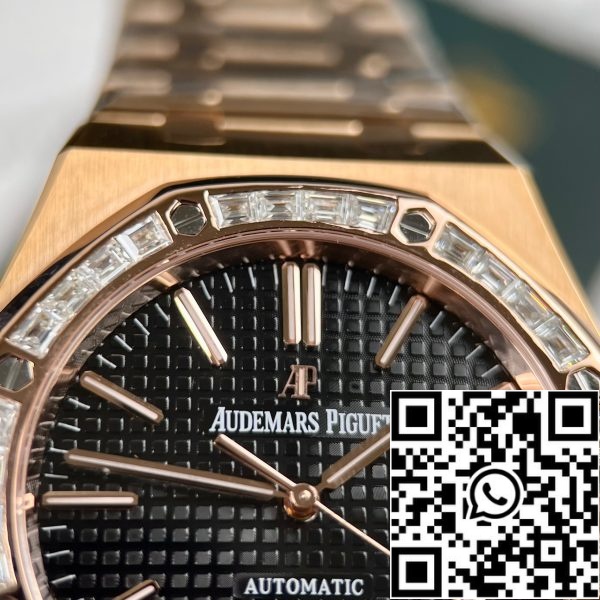 Audemars Piguet Royal Oak 15400OR op maat Moissanite baguette en 18k rose goud EU horloge winkel 9811 Audemars Piguet Royal Oak 15400OR op maat Moissanite baguette en 18k rose goud