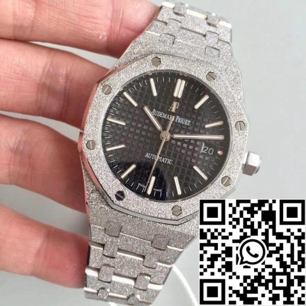 Audemars Piguet Royal Oak 15454BC GG 1259BC 01 OM Factory 1 1 Best Edition Sveitsin ETA3120 Musta kuvioitu kellotaulu EU Watch Store 5643 Audemars Piguet Royal Oak 15454BC.GG.1259BC.01 OM Factory 1:1 Best Edition Sveitsin ETA3120 Musta kuvioitu kellotaulu