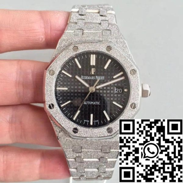 Audemars Piguet Royal Oak 15454BC GG 1259BC 01 OM Factory 1 1 Best Edition Sveitsin ETA3120 Musta kuvioitu kellotaulu EU Watch Store 9292 Audemars Piguet Royal Oak 15454BC.GG.1259BC.01 OM Factory 1:1 Best Edition Sveitsin ETA3120 Musta kuvioitu kellotaulu