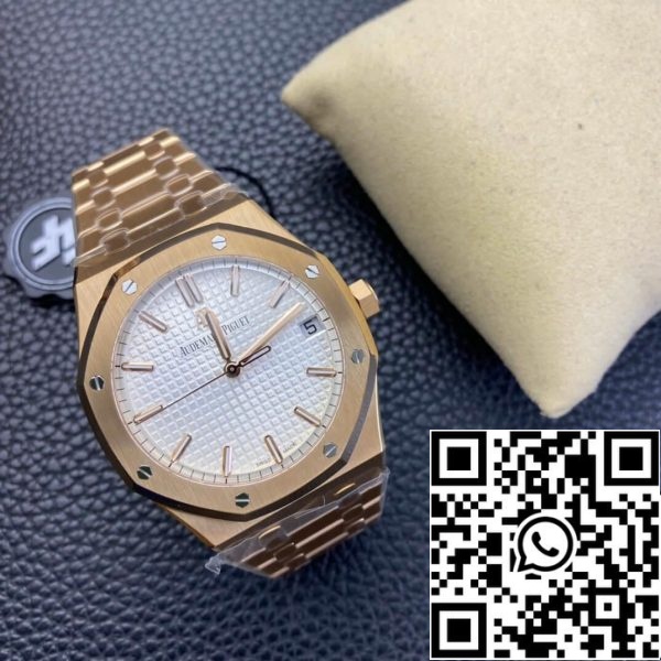 Audemars Piguet Royal Oak 15500 1 1 Best Edition ZF Factory Rose Gold White Dial EU kellokauppa 3677 Audemars Piguet Royal Oak 15500 1:1 Best Edition ZF Factory Rose Gold White Dial