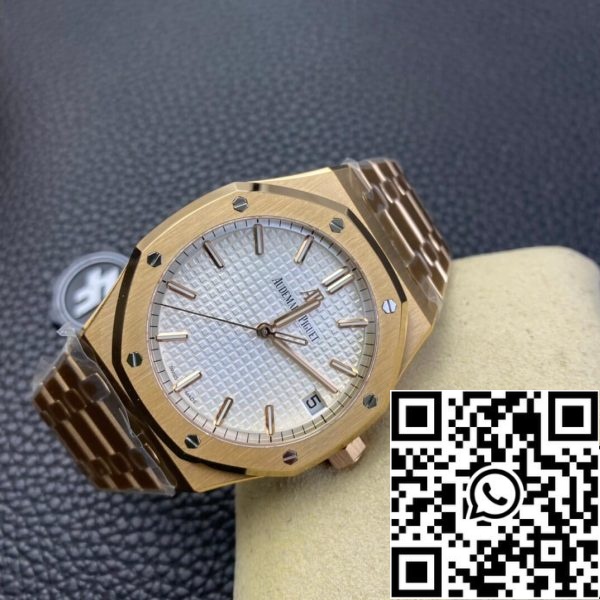 Audemars Piguet Royal Oak 15500 1 1 Najboljša izdaja ZF Factory Rose Gold White Dial EU Watch Store 6593 Audemars Piguet Royal Oak 15500 1:1 Najboljša izdaja ZF Factory Rose Gold White Dial