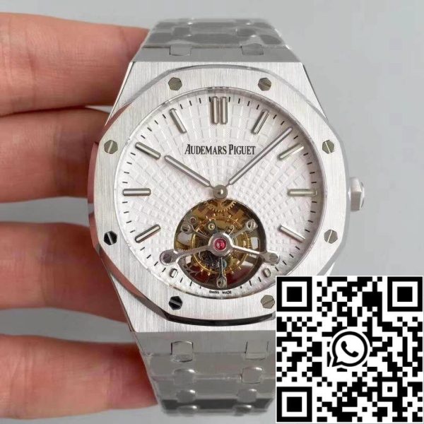 Audemars Piguet Royal Oak 26522OR OO 120OR 01 R8 Factory 1 1 Best Edition Swiss Tourbillon White Dial EU kellokauppa 6547 Audemars Piguet Royal Oak 26522OR.OO.120OR.01 R8 Factory 1:1 Best Edition Swiss Tourbillon White Dial