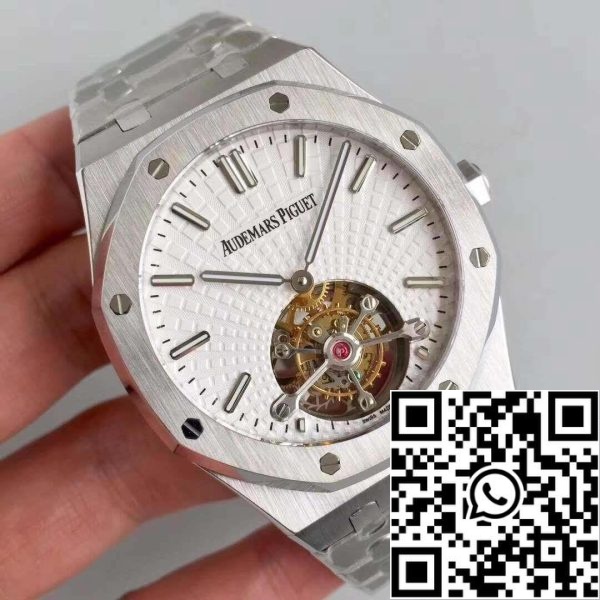 Audemars Piguet Royal Oak 26522OR OO 120OR 01 R8 Factory 1 1 Best Edition Sveitsin Tourbillon White Dial EU kellokauppa 9669 Audemars Piguet Royal Oak 26522OR.OO.120OR.01 R8 Factory 1:1 Best Edition Sveitsin Tourbillon White Dial