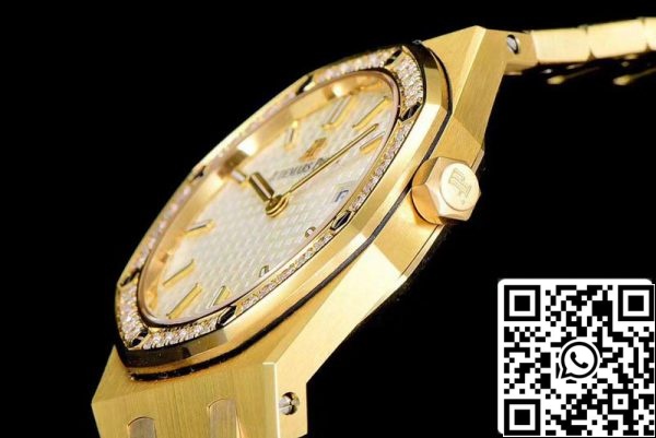 Audemars Piguet Royal Oak 67651BA ZZ 1261BA 01 1 1 Najboljša izdaja JF Factory Yellow Gold Diamond Swiss Quartz EU Watch Store 1550 Audemars Piguet Royal Oak 67651BA.ZZ.1261BA.01 1:1 Najboljša izdaja JF Factory Yellow Gold Diamond Swiss Quartz