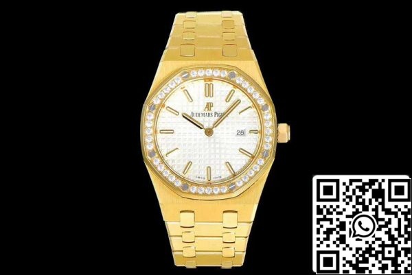 Audemars Piguet Royal Oak 67651BA ZZ 1261BA 01 1 1 Najboljša izdaja JF Factory Yellow Gold Diamond Swiss Quartz EU Watch Store 6751 Audemars Piguet Royal Oak 67651BA.ZZ.1261BA.01 1:1 Najboljša izdaja JF Factory Yellow Gold Diamond Swiss Quartz