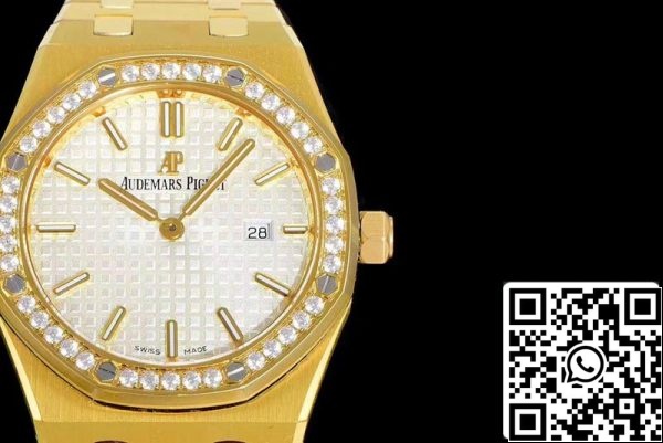 Audemars Piguet Royal Oak 67651BA ZZ 1261BA 01 1 1 Najboljša izdaja JF Factory Yellow Gold Diamond Swiss Quartz EU Watch Store 7738 Audemars Piguet Royal Oak 67651BA.ZZ.1261BA.01 1:1 Najboljša izdaja JF Factory Yellow Gold Diamond Swiss Quartz