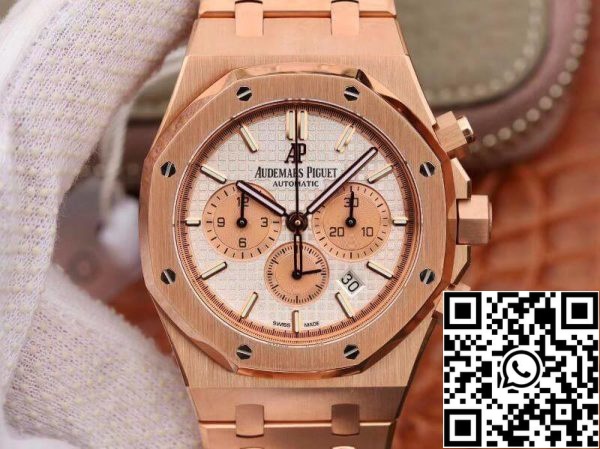 Audemars Piguet Royal Oak Chronograph 26331OR OO 1220OR OM Factory 1 1 Best Edition svájci ETA7750 fehér számlap EU Watch Store 6736 Audemars Piguet Royal Oak Chronograph 26331OR.OO.1220OR OM Factory 1:1 Best Edition svájci ETA7750 fehér számlap