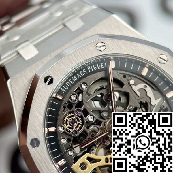 Audemars Piguet Royal Oak kaksoissäätöpyörä Openwork 15407ST OO 1220ST 01 EU kellokauppa 5320 Audemars Piguet Royal Oak kaksoissäätöpyörä Openwork 15407ST.OO.1220ST.01