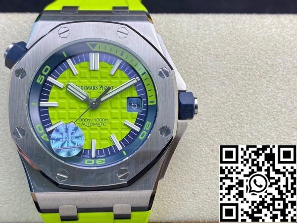 Audemars Piguet Royal Oak Offshore Diver 15710ST OO A038CA 01 JF Factory 1 1 Best Edition Sveitsin ETA3120 vihreä kuvioitu kellotaulu EU Watch Store 6572 Audemars Piguet Royal Oak Offshore Diver 15710ST.OO.A038CA.01 JF Factory 1:1 Best Edition Sveitsin ETA3120 vihreä kuvioitu kellotaulu