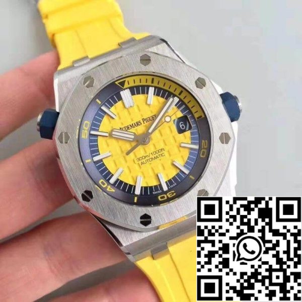 Audemars Piguet Royal Oak Offshore Diver 15710ST OO A051CA 01 JF Factory 1 1 Najboljša izdaja švicarski ETA3120 rumena teksturirana Dial EU Watch Store 7547 Audemars Piguet Royal Oak Offshore Diver 15710ST.OO.A051CA.01 JF Factory 1:1 Najboljša izdaja švicarski ETA3120 rumena teksturirana Dial