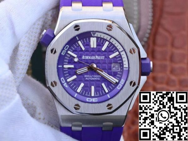 Audemars Piguet Royal Oak Offshore Diver 15710ST OO A077CA 01 1 1 Mejor Edición suiza ETA3120 Superlumed Esfera púrpura con textura EU Watch Store 372 Audemars Piguet Royal Oak Offshore Diver 15710ST.OO.A077CA.01 1:1 Mejor Edición suiza ETA3120 Superlumed Esfera púrpura con textura