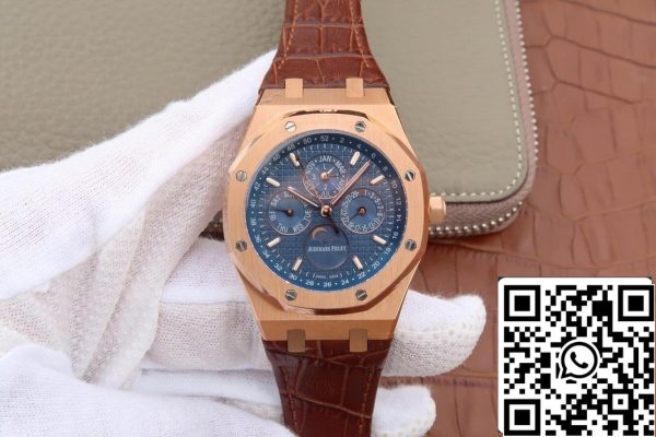 Audemars Piguet Royal Oak Perpetual Calendar 26574 1 1 Best Edition JF Factory Rose Gold Blue Dial EU Watch Store 1187 Audemars Piguet Royal Oak Perpetual Calendar 26574 1:1 Best Edition JF Factory Rose Gold Blue Dial