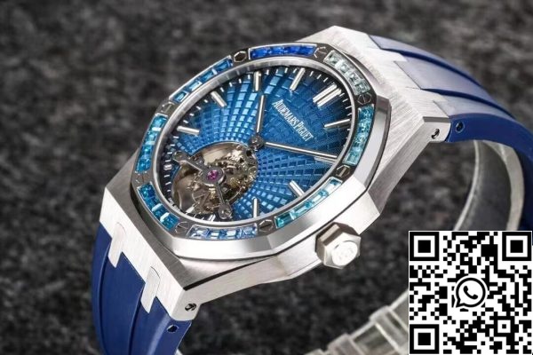 Audemars Piguet Royal Oak Tourbillon 1 1 Best Edition R8 Factory V3 Cinturino in gomma blu EU Watch Store 7497 Audemars Piguet Royal Oak Tourbillon 1:1 Best Edition R8 Factory V3 Cinturino in gomma blu