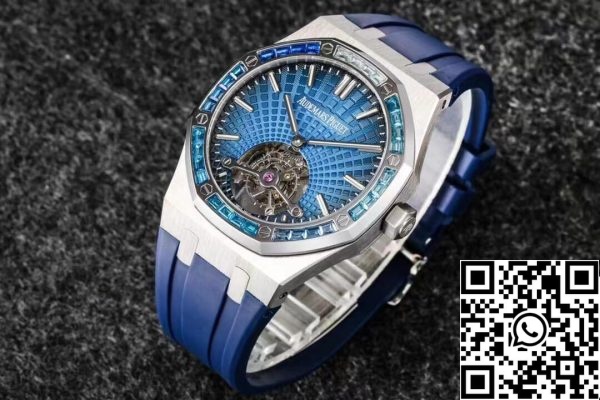 Audemars Piguet Royal Oak Tourbillon 1 1 Best Edition R8 Factory V3 Blue Rubber Strap EU Watch Store 7503 Audemars Piguet Royal Oak Tourbillon 1:1 Best Edition R8 Factory V3 Blue Rubber Strap