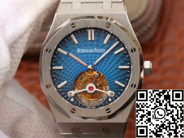 Audemars Piguet Royal Oak Tourbillon 26522TI OO 1220TI 01 1 1 Най-добро издание JF Factory Smoky Blue Dial EU Watch Store 8500 Audemars Piguet Royal Oak Tourbillon 26522TI.OO.1220TI.01 1:1 Най-добро издание JF Factory Smoky Blue Dial