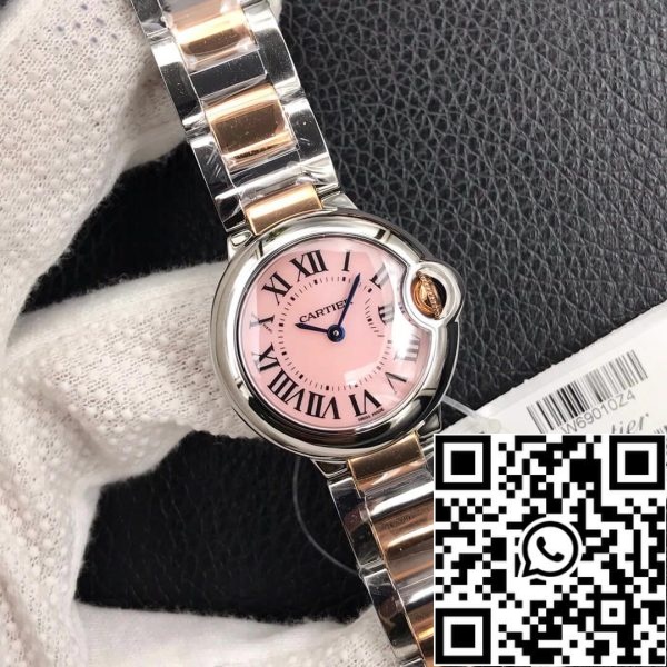 Ballon Bleu De Cartier 28MM 1 1 Best Edition V6 Factory V8 Pink Dial Gold Strap US Replica Watch 7951 Ballon Bleu De Cartier 28MM 1:1 Best Edition V6 Factory V8 Pink Dial Gold Strap