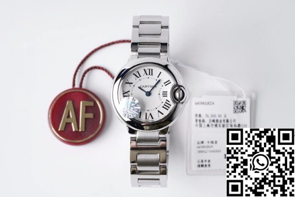 Ballon Bleu De Cartier 28MM W69010Z4 1 1 Най-доброто издание AF Factory White Dial САЩ реплика часовник 4831 Ballon Bleu De Cartier 28MM W69010Z4 1: 1 Най-доброто издание AF Factory White Dial