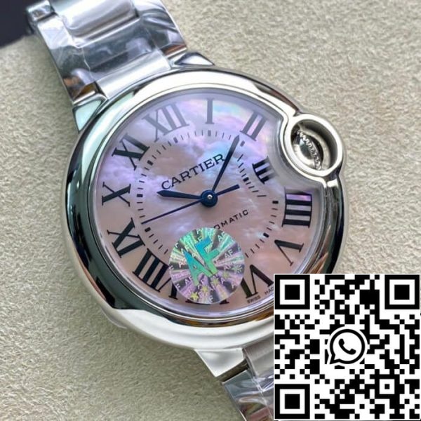 Ballon Bleu De Cartier 33MM 1 1 Best Edition AF Factory Perlmutt-Zifferblatt US Replica Uhr 4340 Ballon Bleu De Cartier 33MM 1:1 Best Edition AF Factory Perlmutt-Zifferblatt