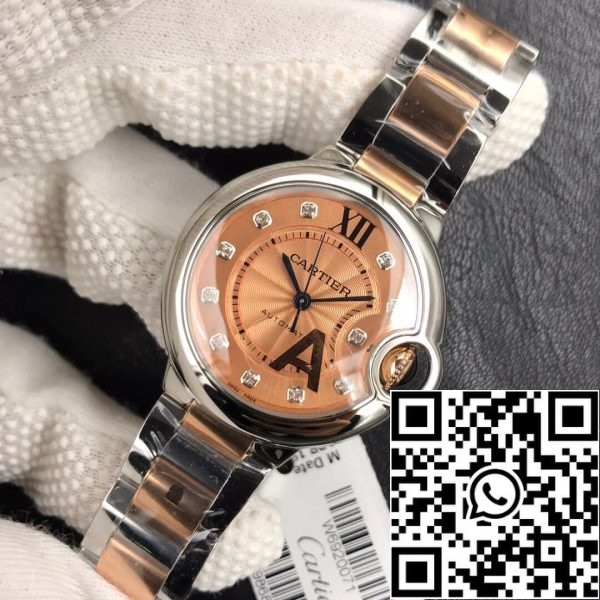 Ballon Bleu De Cartier 33MM 1 1 Лучшее издание V6 завод циферблат розовое золото США Реплика часы 2181 Ballon Bleu De Cartier 33MM 1:1 Лучшее издание V6 завод циферблат розовое золото