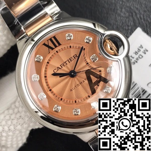 Ballon Bleu De Cartier 33MM 1 1 Лучшее издание V6 фабрика розовое золото циферблат США Реплика часы 7528 Ballon Bleu De Cartier 33MM 1:1 Лучшее издание V6 фабрика розовое золото циферблат