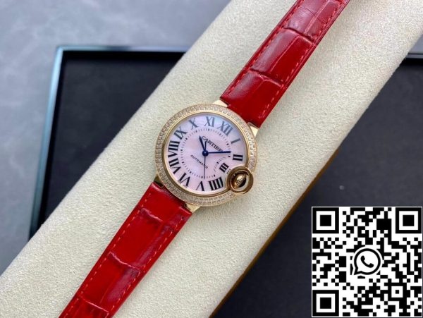 Ballon Bleu De Cartier 33MM WJBB0033 1 1 Лучшее издание 3K Завод Красный ремешок США Реплика Смотреть 24 Ballon Bleu De Cartier 33MM WJBB0033 1:1 Лучшее издание 3K Завод Красный ремешок