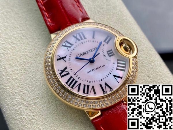 Ballon Bleu De Cartier 33MM WJBB0033 1 1 Лучшее издание 3K завод красный ремешок США Реплика часы 2818 Ballon Bleu De Cartier 33MM WJBB0033 1:1 Лучшее издание 3K завод красный ремешок