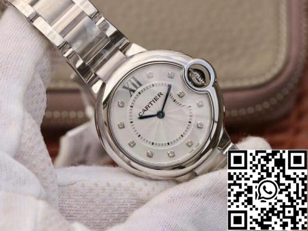 Ballon Bleu De Cartier 33mm V6 Factory 1 1 Najboljša izdaja švicarski Quartz ETA157 White Dial ZDA replika Watch 1259 Ballon Bleu De Cartier 33mm V6 Factory 1: 1 Best Edition švicarski Quartz ETA157 White Dial