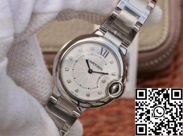 Ballon Bleu De Cartier 33mm V6 Factory 1 1 Best Edition Swiss Quartz ETA157 White Dial US Replica Watch 6195 Ballon Bleu De Cartier 33mm V6 Factory 1:1 Best Edition Swiss Quartz ETA157 White Dial