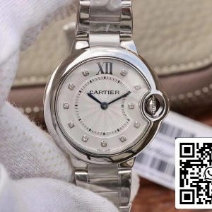 Ballon Bleu De Cartier 33mm V6 Factory 1 1 Best Edition Swiss Quartz ETA157 White Dial US Replica Watch 6503 Cart