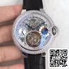 Ballon Bleu De Cartier Tourbillon 1 1 Cea mai bună ediție elvețian Tourbillon Diamante luneta negru curea din piele US Replica ceas 3211 Ballon Bleu De Cartier Tourbillon 1:1 Cea mai bună ediție elvețian Tourbillon Diamante luneta negru curea din piele