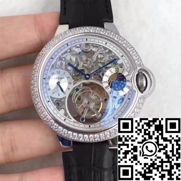 Ballon Bleu De Cartier Tourbillon 1 1 Best Edition Swiss Tourbillon Diamonds bezel Black Leather Strap US Replica Watch 3211 Ballon Bleu De Cartier Tourbillon 1:1 Best Edition Swiss Tourbillon Diamonds bezel Black Leather Strap