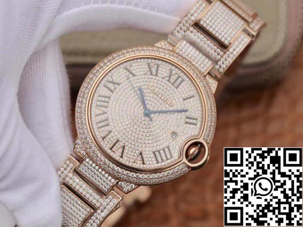 Ballon Bleu De Cartier W69006Z2 42mm TW Factory 1 1 Best Edition Full Diamond Rosegold Swiss ETA 2824 US Replica Watch 7014 Ballon Bleu De Cartier W69006Z2 42mm TW Factory 1:1 Best Edition Full Diamond Rosegold Swiss ETA 2824