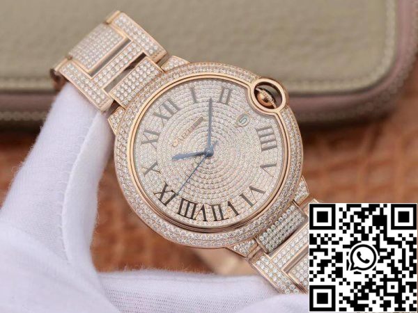 Ballon Bleu De Cartier W69006Z2 42 мм TW Завод 1 1 Лучшее издание полный алмаз Rosegold швейцарский ETA 2824 США Реплика Смотреть 9906 Ballon Bleu De Cartier W69006Z2 42 мм TW Завод 1:1 Лучшее издание полный алмаз Rosegold швейцарский ETA 2824