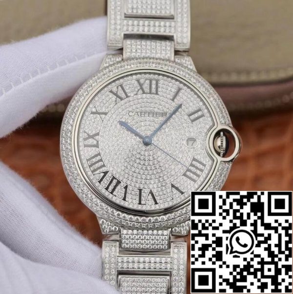 Ballon Bleu De Cartier WE9009Z3 42mm TW Factory 1 1 Best Edition Full Diamond Dial Swiss ETA2824 US Replica Watch 1057 Ballon Bleu De Cartier WE9009Z3 42mm TW Factory 1:1 Best Edition Full Diamond Dial Swiss ETA2824