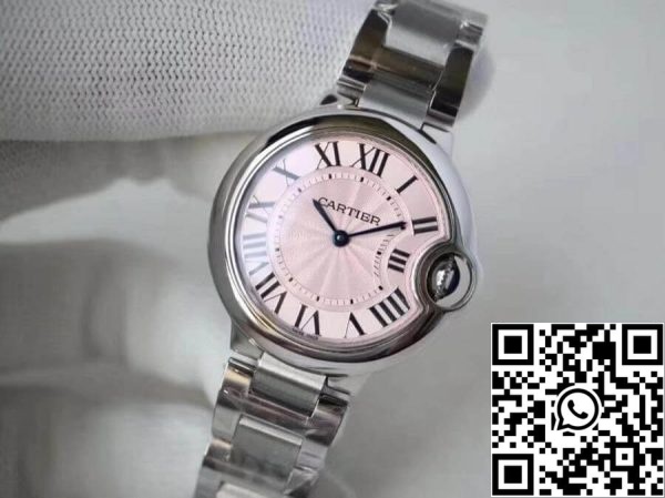 Ballon Bleu De Cartier WE902073 33mm V6 Factory 1 1 Best Edition Swiss Quartz ETA157 Pink Dial US Replica Klocka 3209 Ballon Bleu De Cartier WE902073 33mm V6 Factory 1:1 Best Edition Swiss Quartz ETA157 Pink Dial