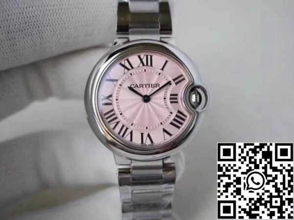 Ballon Bleu De Cartier WE902073 33mm V6 Factory 1 1 Най-доброто издание швейцарски кварц ETA157 Pink Dial САЩ реплика часовник 5675 Ballon Bleu De Cartier WE902073 33mm V6 Factory 1: 1 Най-доброто издание швейцарски кварц ETA157 Pink Dial