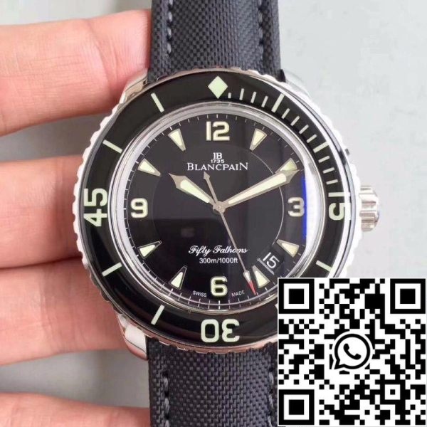 Blancpain Fifty Fathoms 5015 1130 52 ZF Factory 1 1 Best Edition Swiss ETA2836 2 Black Sail canvas Strap US Replica Watch 5509 Blancpain Fifty Fathoms 5015-1130-52 ZF Factory 1:1 Best Edition Swiss ETA2836-2 Black Sail-canvas Strap