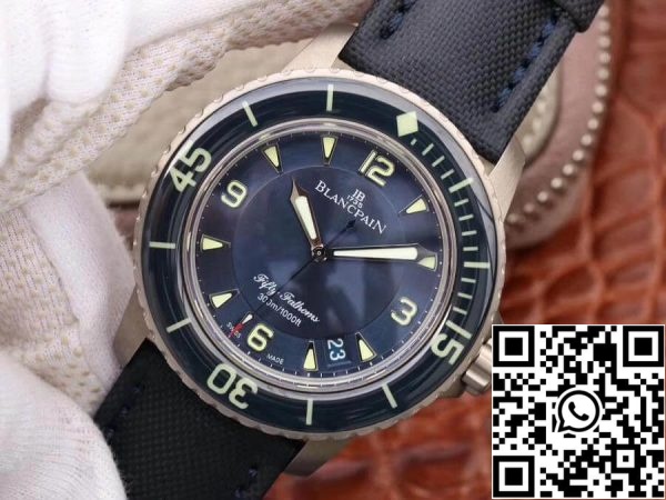 Blancpain Fifty Fathoms 5015 12B40 O52A ZF Factory 1 1 Best Edition Swiss ETA2836 2 Black Sail Canvas Strap US Replica Uhr 9682 Blancpain Fifty Fathoms 5015-12B40-O52A ZF Factory 1:1 Best Edition Swiss ETA2836-2 Black Sail-Canvas Strap