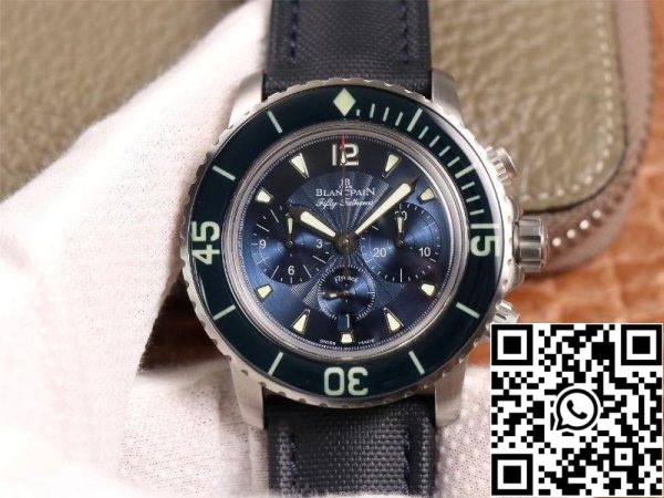 Blancpain Fifty Fathoms 5085FB 1140 52B 1 1 Cea mai bună ediție OM fabrica Blue Dial Swiss ETA7750 US Replica Watch 440 Blancpain Fifty Fathoms 5085FB-1140-52B 1:1 Cea mai bună ediție OM fabrica Blue Dial Swiss ETA7750