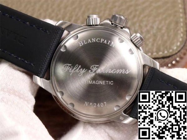 Blancpain Fifty Fathoms 5085FB 1140 52B 1 1 Най-доброто издание OM фабрика Blue Dial швейцарски ETA7750 САЩ реплика часовник 5523 Blancpain Fifty Fathoms 5085FB-1140-52B 1: 1 Най-доброто издание OM фабрика Blue Dial швейцарски ETA7750