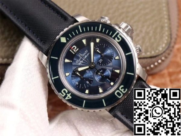 Blancpain Fifty Fathoms 5085FB 1140 52B 1 1 Най-доброто издание OM фабрика Blue Dial швейцарски ETA7750 САЩ реплика часовник 6224 Blancpain Fifty Fathoms 5085FB-1140-52B 1: 1 Най-доброто издание OM фабрика Blue Dial швейцарски ETA7750