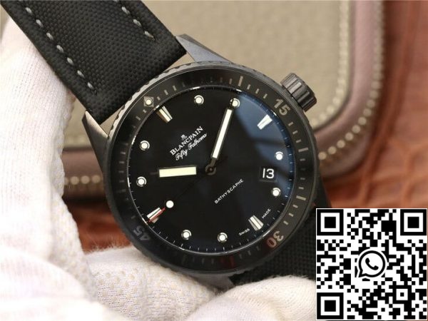 Blancpain Fifty Fathoms Bathyscaphe 5000 0130 B52 B 1 1 Mejor Edición GF Factory Esfera Negra US Reloj Replica 1938 Blancpain Fifty Fathoms Bathyscaphe 5000-0130-B52-B 1:1 Mejor Edición GF Factory Esfera Negra