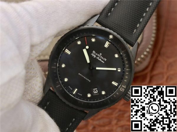 Blancpain Fifty Fathoms Bathyscaphe 5000 0130 B52 B 1 1 Лучшее издание GF завода черный циферблат США Реплика часы 919 Blancpain Fifty Fathoms Bathyscaphe 5000-0130-B52-B 1:1 Лучшее издание GF завода черный циферблат