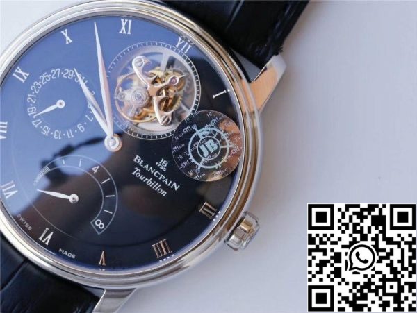 Blancpain Villeret 6025 1542 55 True Tourbillon 1 1 Best Edition JB Factory Black Dial Swiss Cal 25 ΗΠΑ Replica ρολόι 2636 Blancpain Villeret 6025-1542-55 True Tourbillon 1:1 Best Edition JB Factory Black Dial Swiss Cal.25