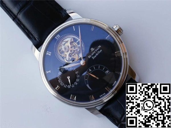 Blancpain Villeret 6025 1542 55 True Tourbillon 1 1 Best Edition JB Factory Μαύρο Dial Swiss Cal 25 ΗΠΑ Replica ρολόι 3705 Blancpain Villeret 6025-1542-55 True Tourbillon 1:1 Best Edition JB Factory Μαύρο Dial Swiss Cal.25