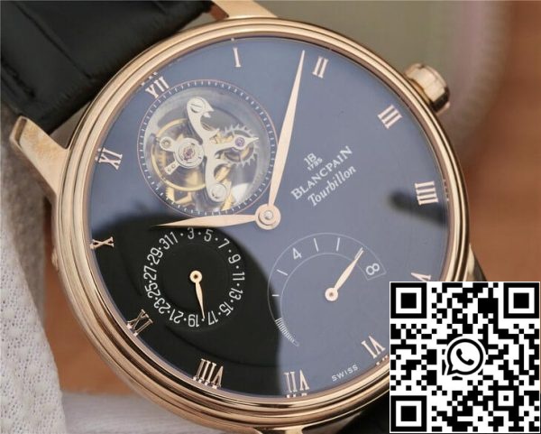 Blancpain Villeret 6025 3642 55B 1 1 Best Edition JB Factory arany tok fekete számlap amerikai Replica óra 7825 Blancpain Villeret 6025-3642-55B 1:1 Best Edition JB Factory arany tok fekete számlapon